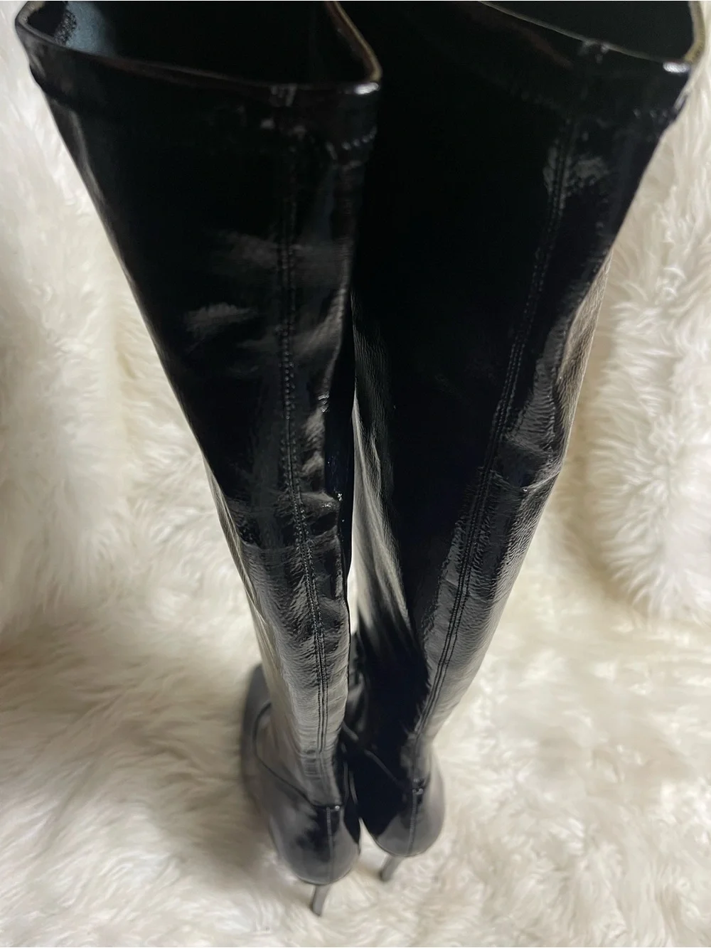 I.N.C Synthetic Black Patent Over-the-Knee heel Boots Square toe SZ10M